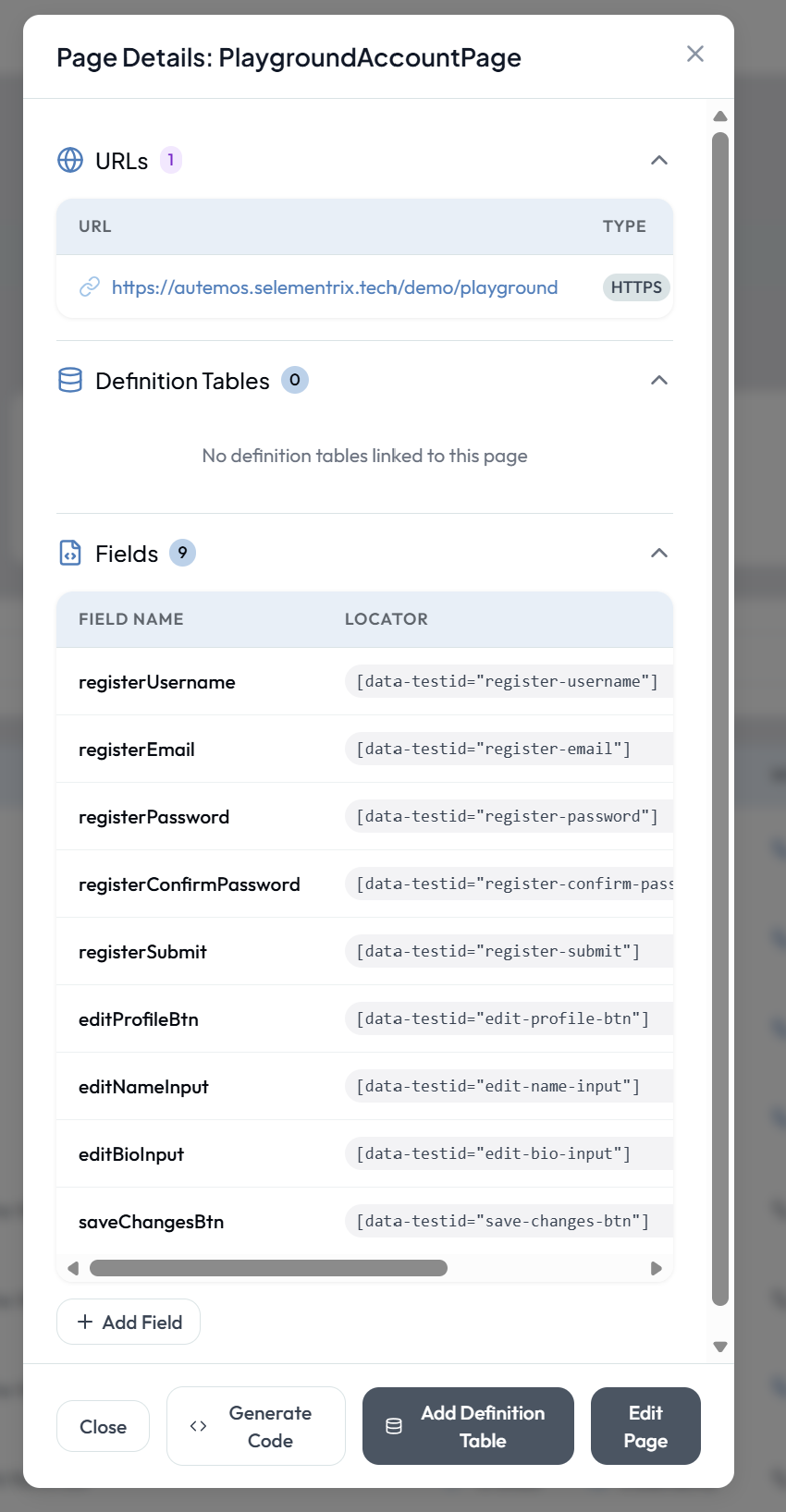 Edit Field Entry dialog