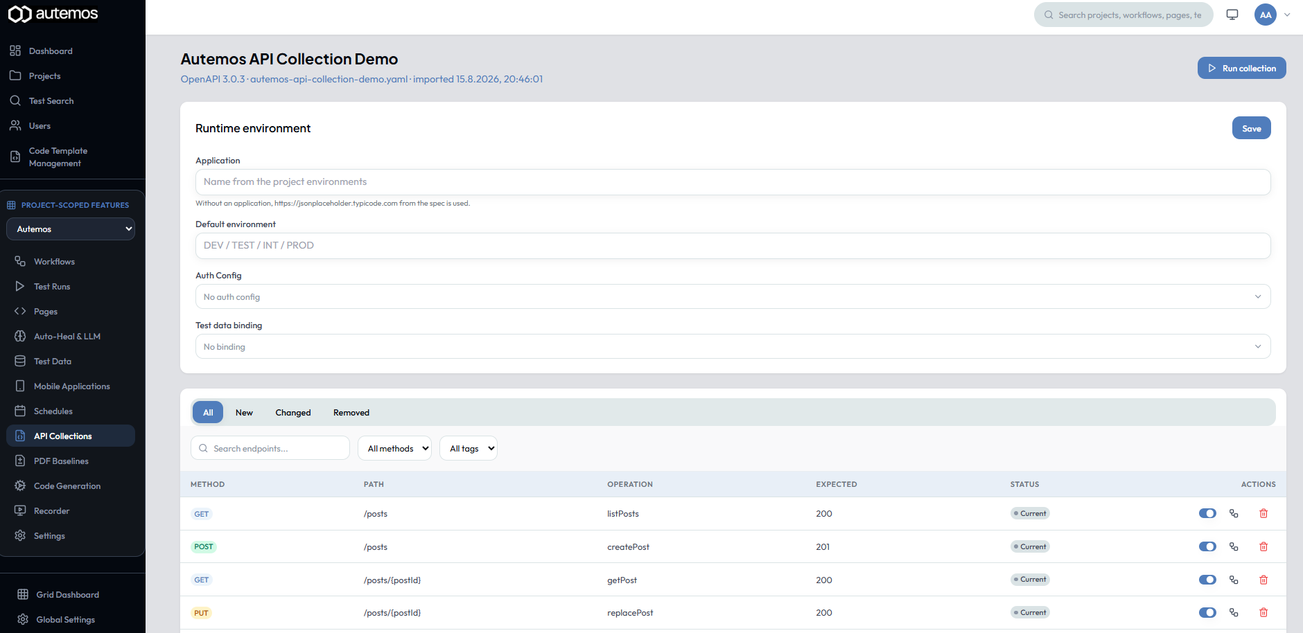 API Collections Übersicht