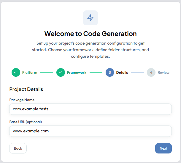 Wizard Step 3 — Project Details