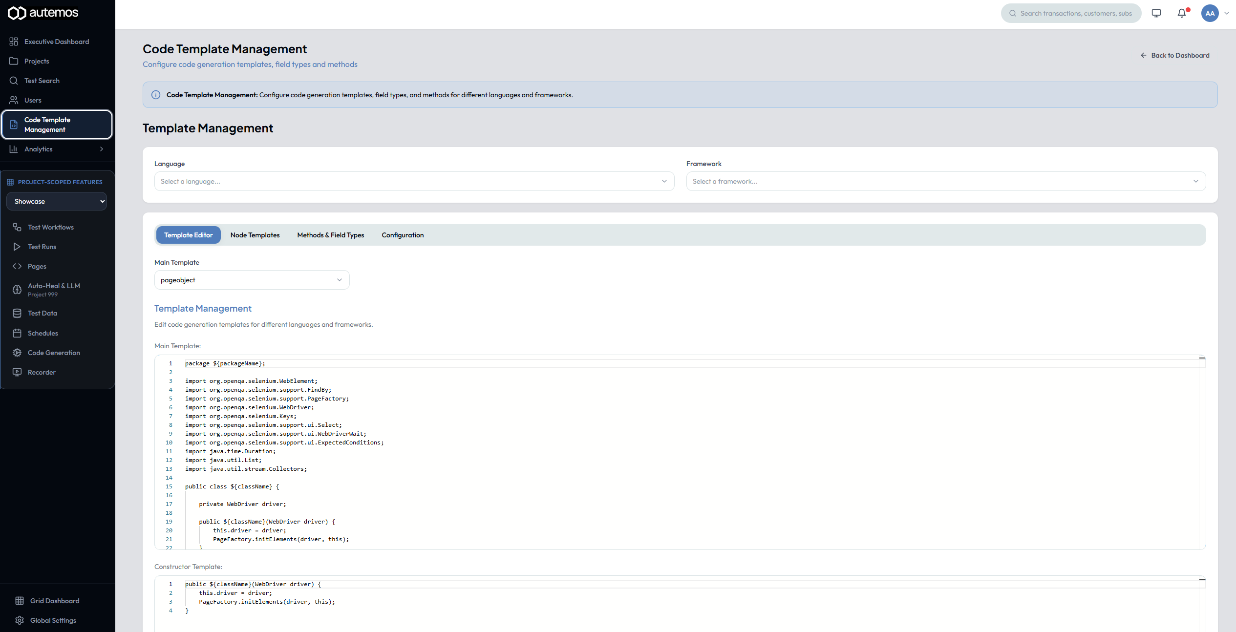 Code Template Management overview