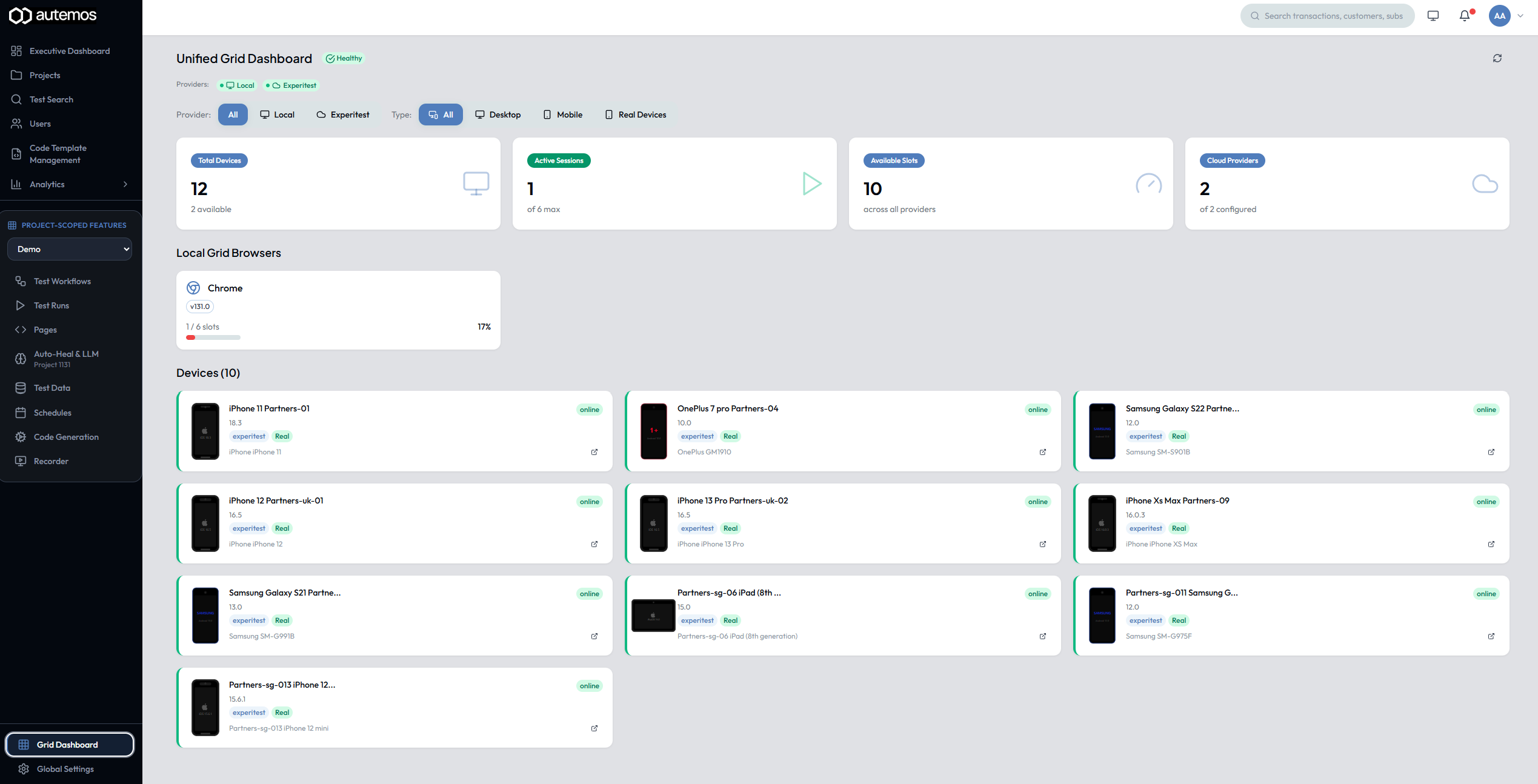 Grid Dashboard overview