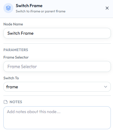 Switch Frame configuration