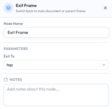 Exit Frame configuration