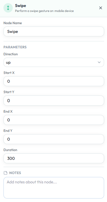 Swipe configuration