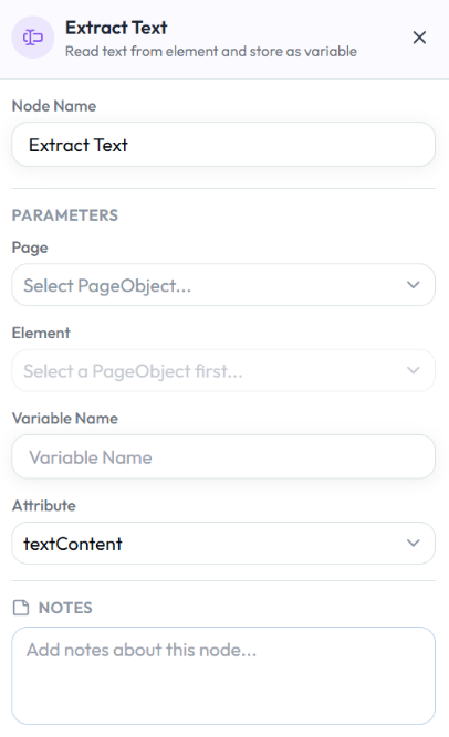 Extract Text configuration