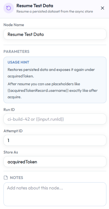 Resume Test Data configuration