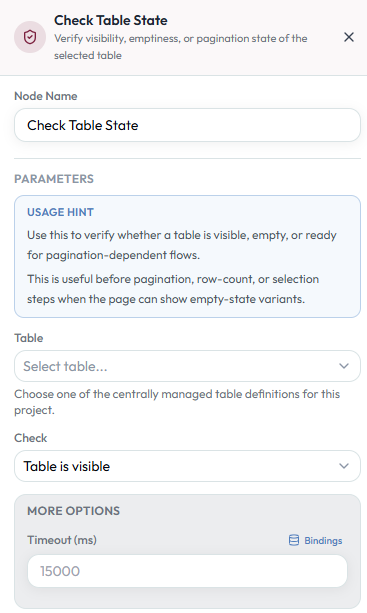 Check Table State configuration