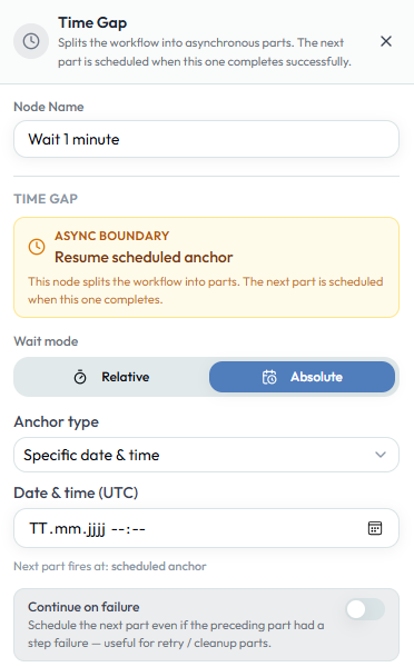 Time Gap Workflow split