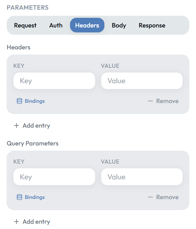 API Request headers editor