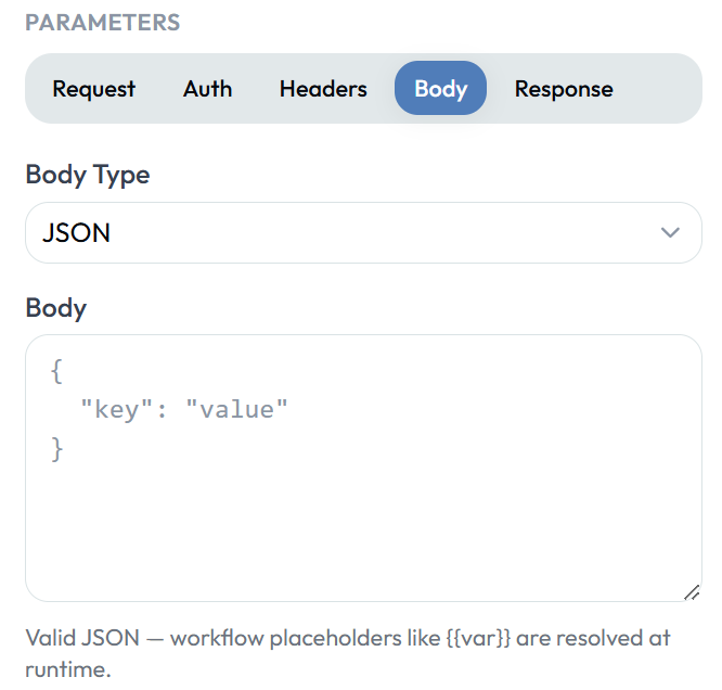 API Request body editor
