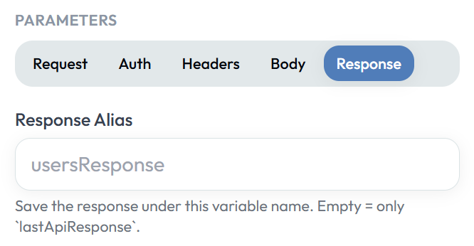 API Request response alias