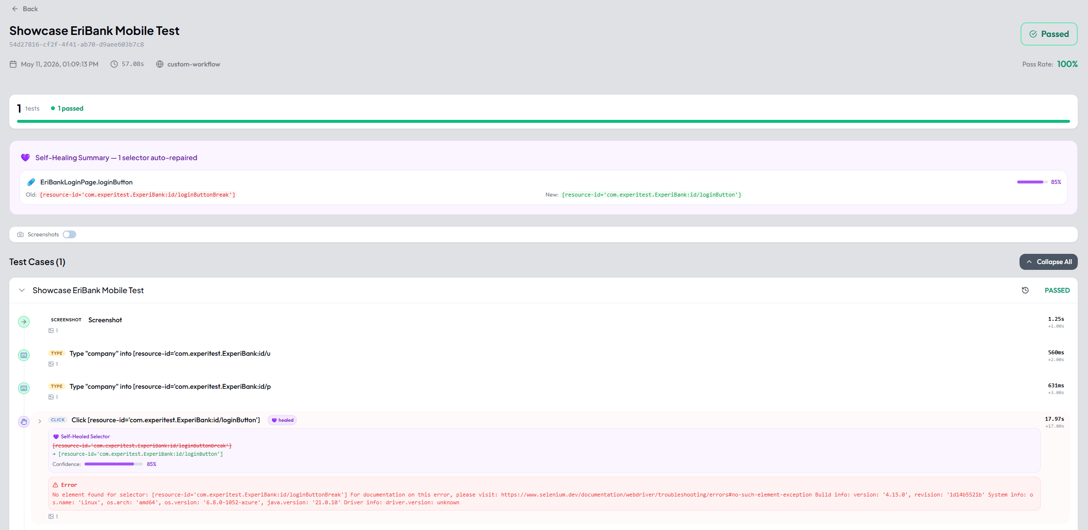 Run Details Page