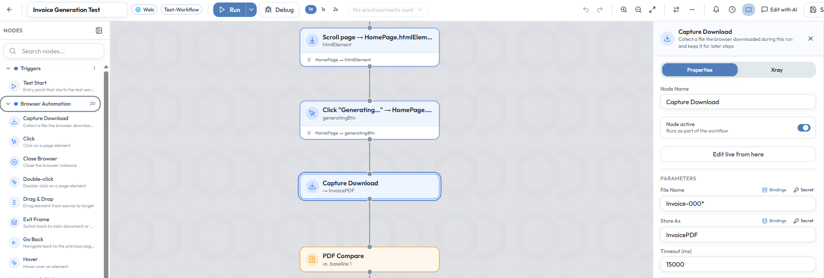 Capture Download Node im Workflow-Editor