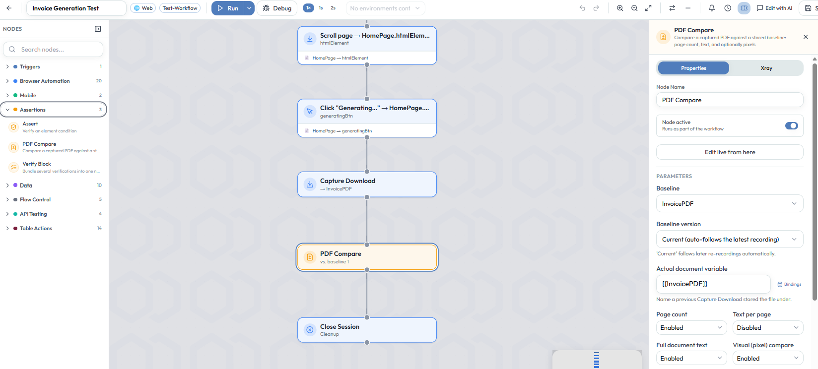 PDF Compare Node innerhalb eines End-to-End-Workflows
