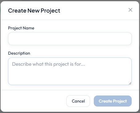 Create New Project dialog