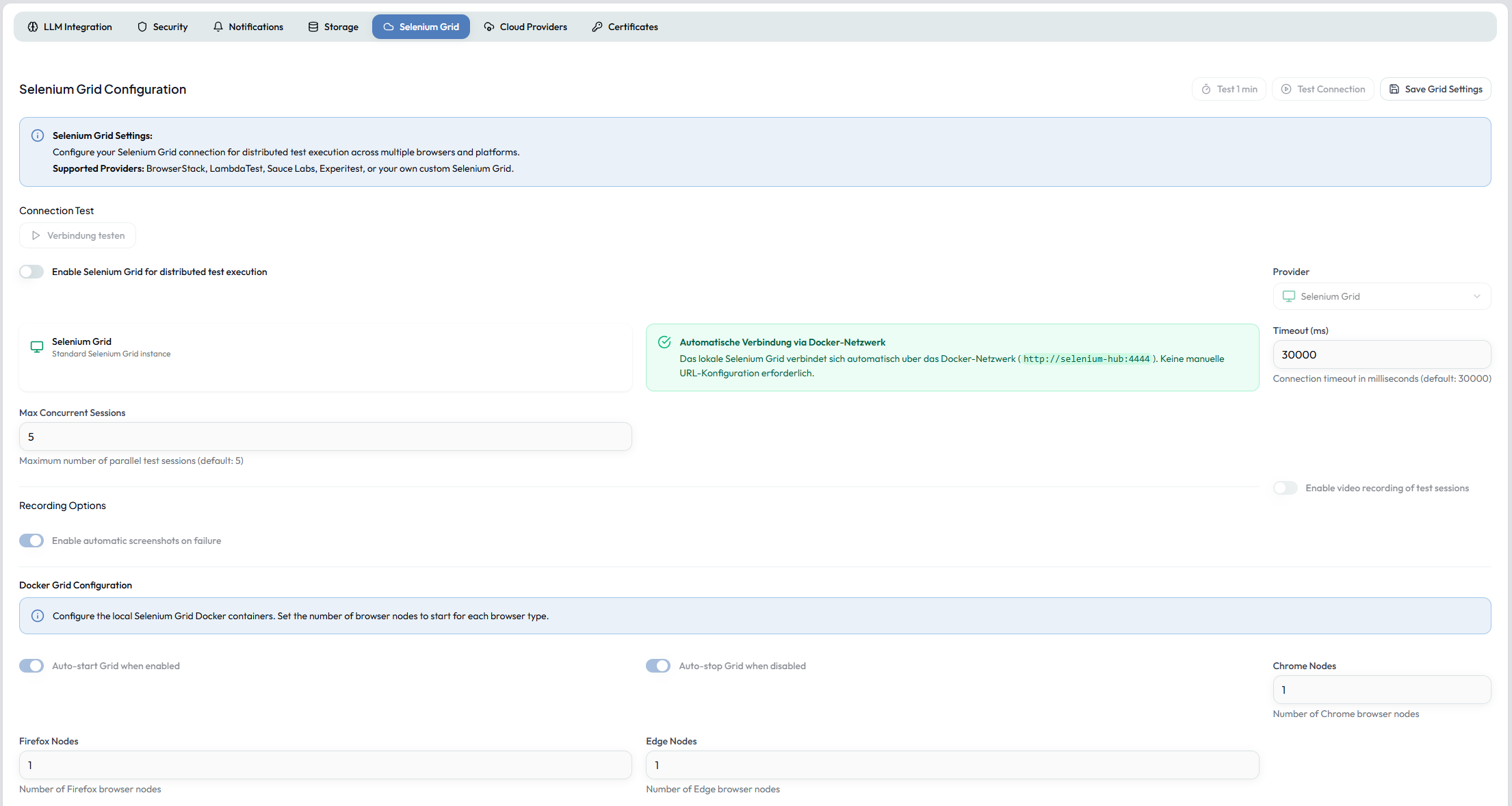 Selenium Grid Configuration
