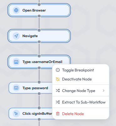 Node-Kontextmenü mit Extract To Sub-Workflow