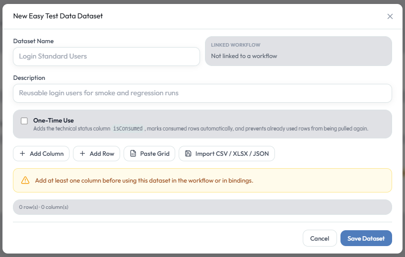 New Test Data Easy Dataset