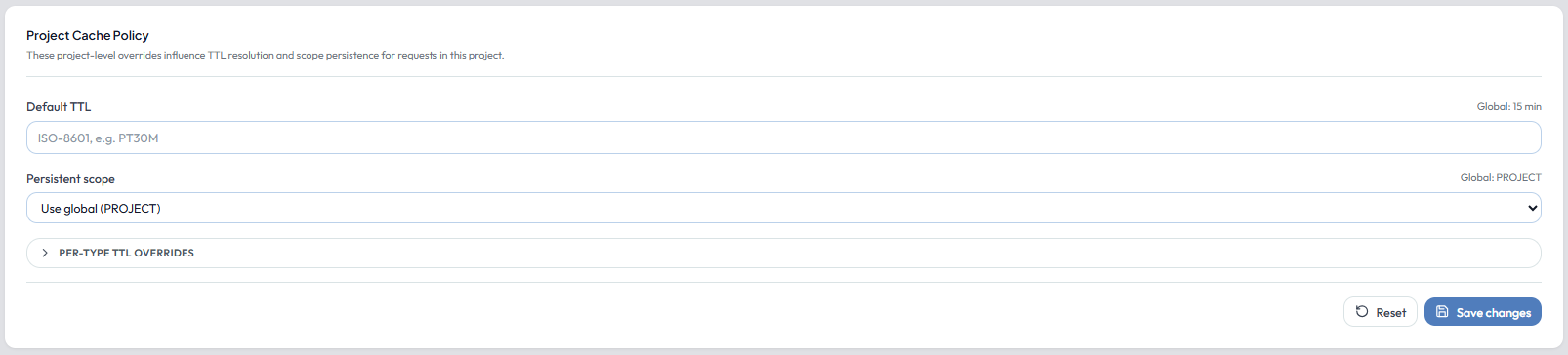 Project Cache Policy