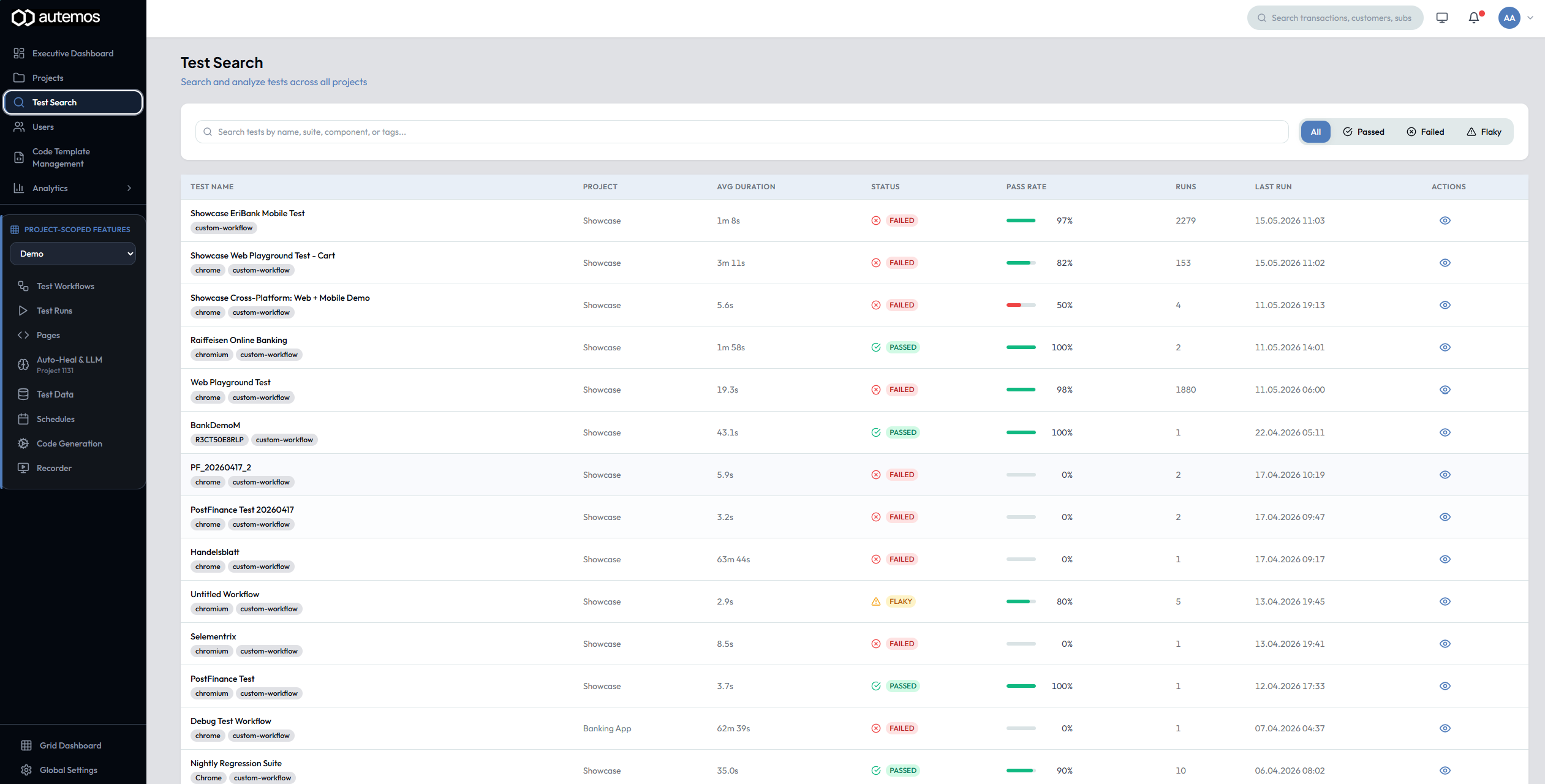 Test Search overview